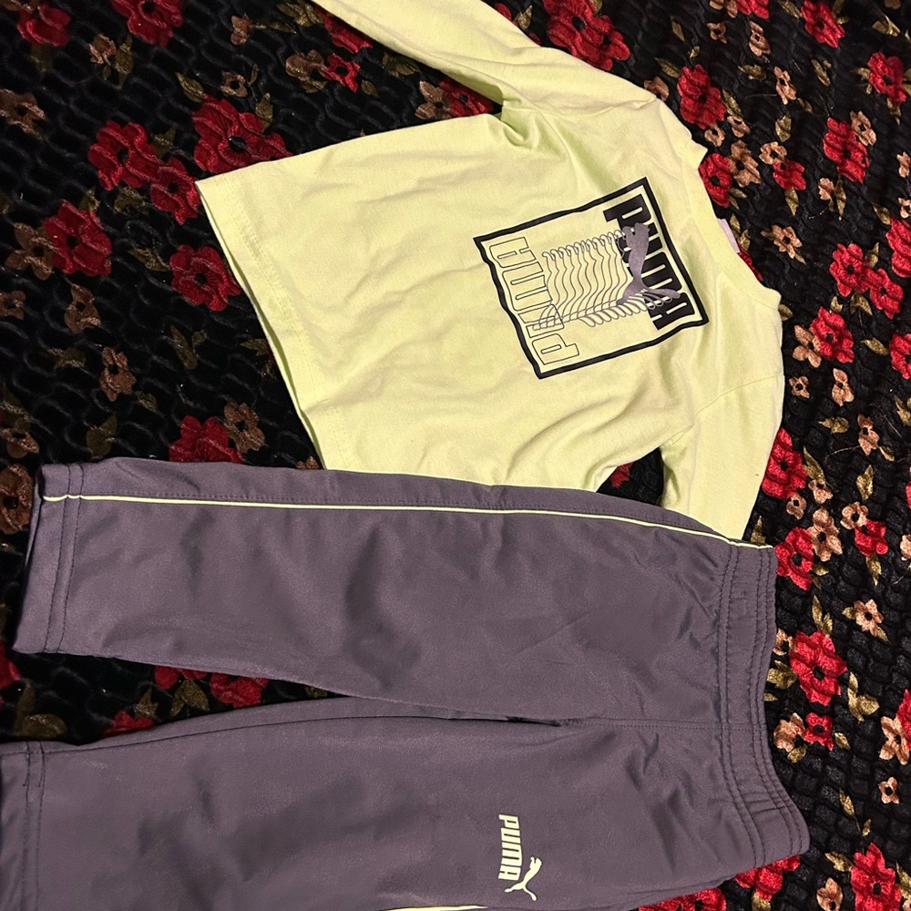 Puma Kids Gray and Yellow Bottoms Set